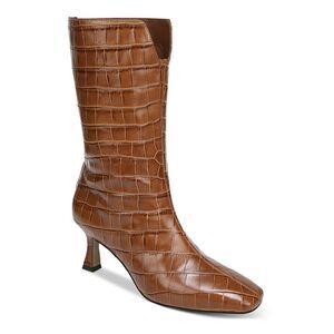 NWT SAM EDELMAN Womens Brown V-Notch Cutout Lolita Leather Dress Booties 7.5 M
